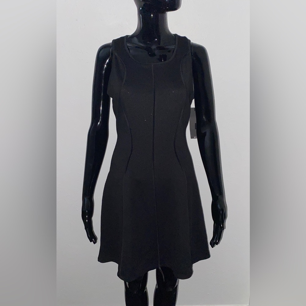 Mossimo Black Textured Seam Fit and Flare Stretch Dress in Small